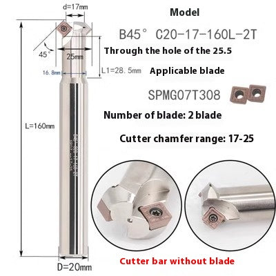 6037 45 degree inside and outside positive and negative chamfering cutter CNC rounding chamfering cutter SD SPK upper and lower bore reverse pull chamfering cutter bar Shandong Denso Pricision Tools Co.,Ltd.